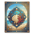 Coastal Shell and Coral Medallion Art Rug