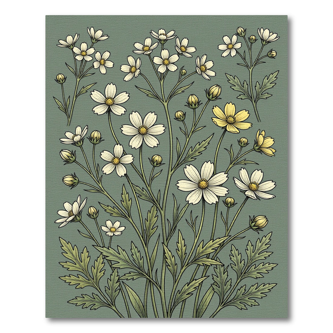 Cream White Yellow Flower Garden Rug