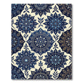 Deep Blue Floral Medallion Pattern Rug