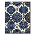 Deep Blue Floral Medallion Pattern Rug