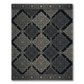 Ornate Silver Black Floral Medallion Rug