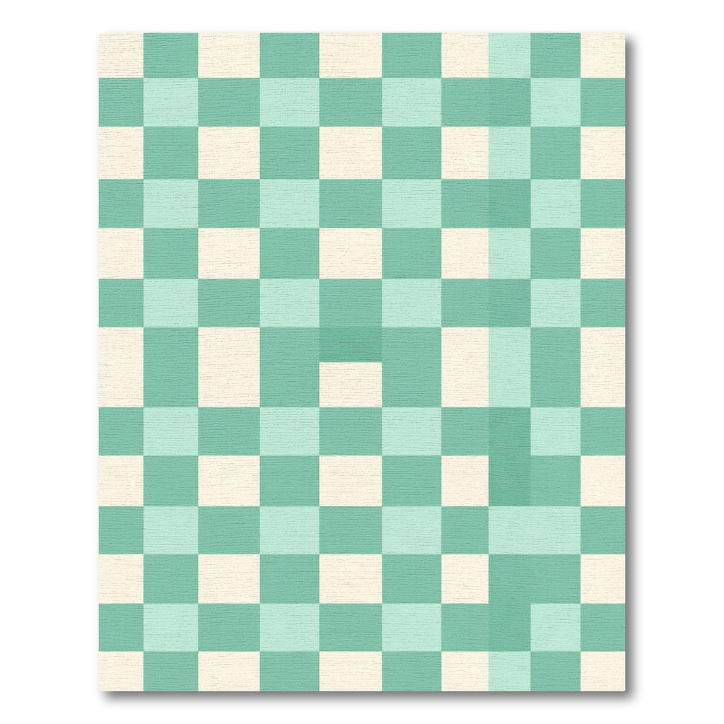 Teal Cream Gingham Squares Rug