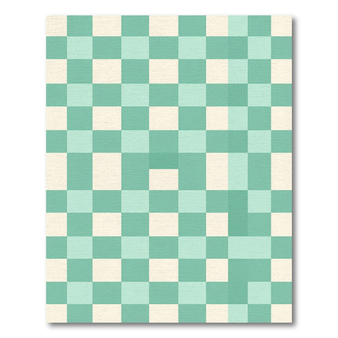 Teal Cream Gingham Squares Rug