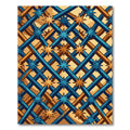 Geometric Blue and Golden Star Lattice Rug