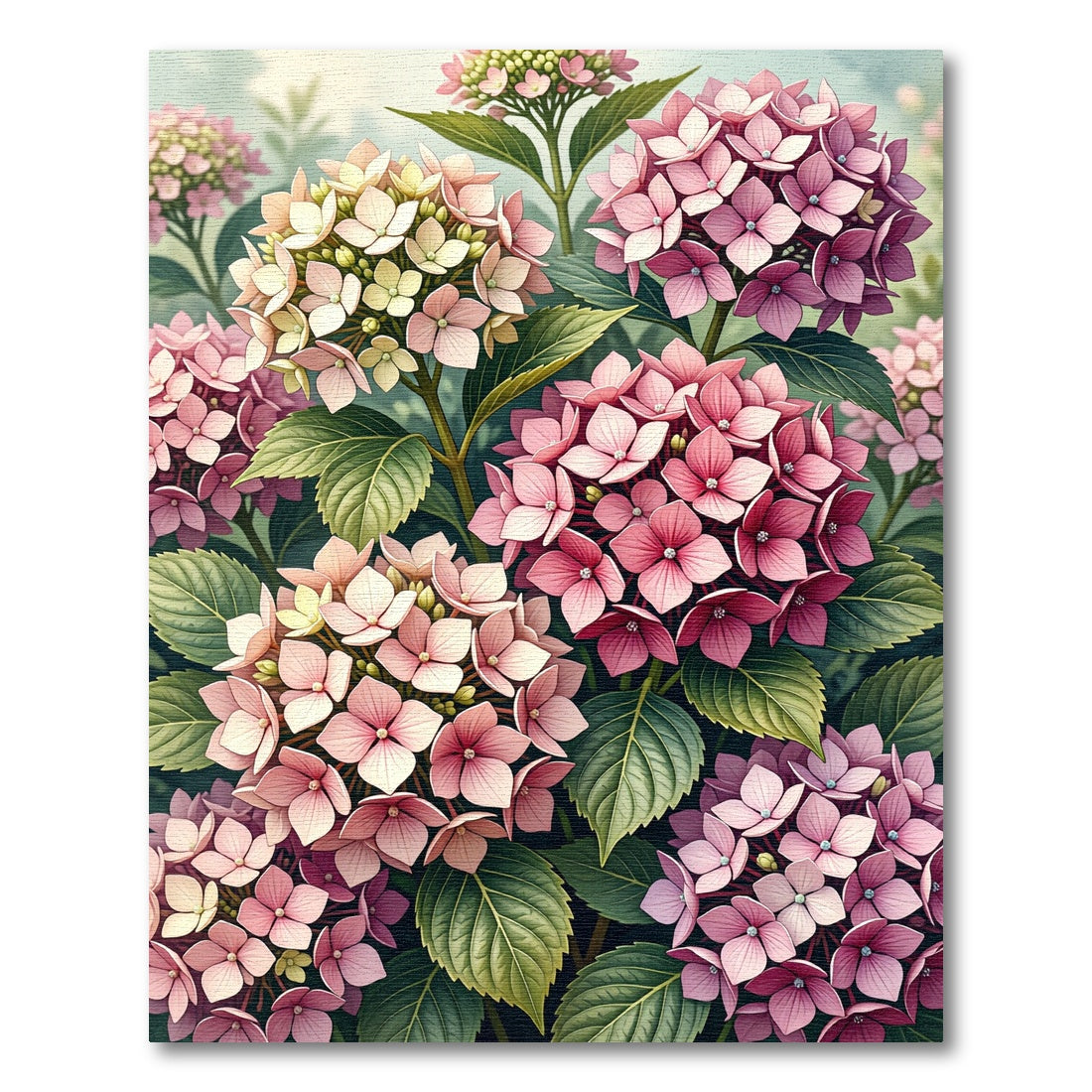 Soft Pink Hydrangea Garden Floral Rug