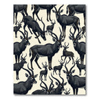 Sable Antelope Dark Wildlife Illustration Rug