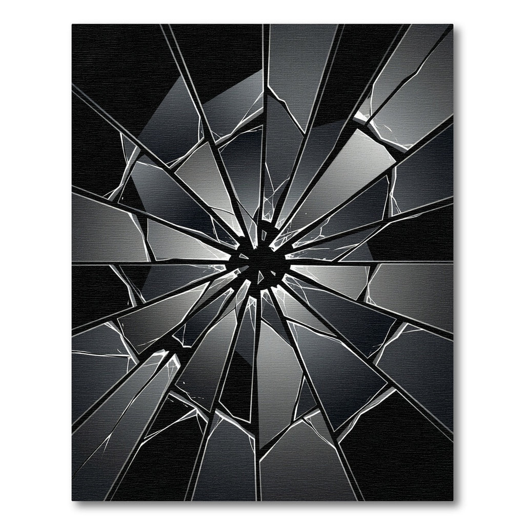 Monochrome Shattered Glass Geometric Abstract Rug
