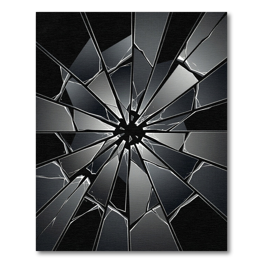 Monochrome Shattered Glass Geometric Abstract Rug