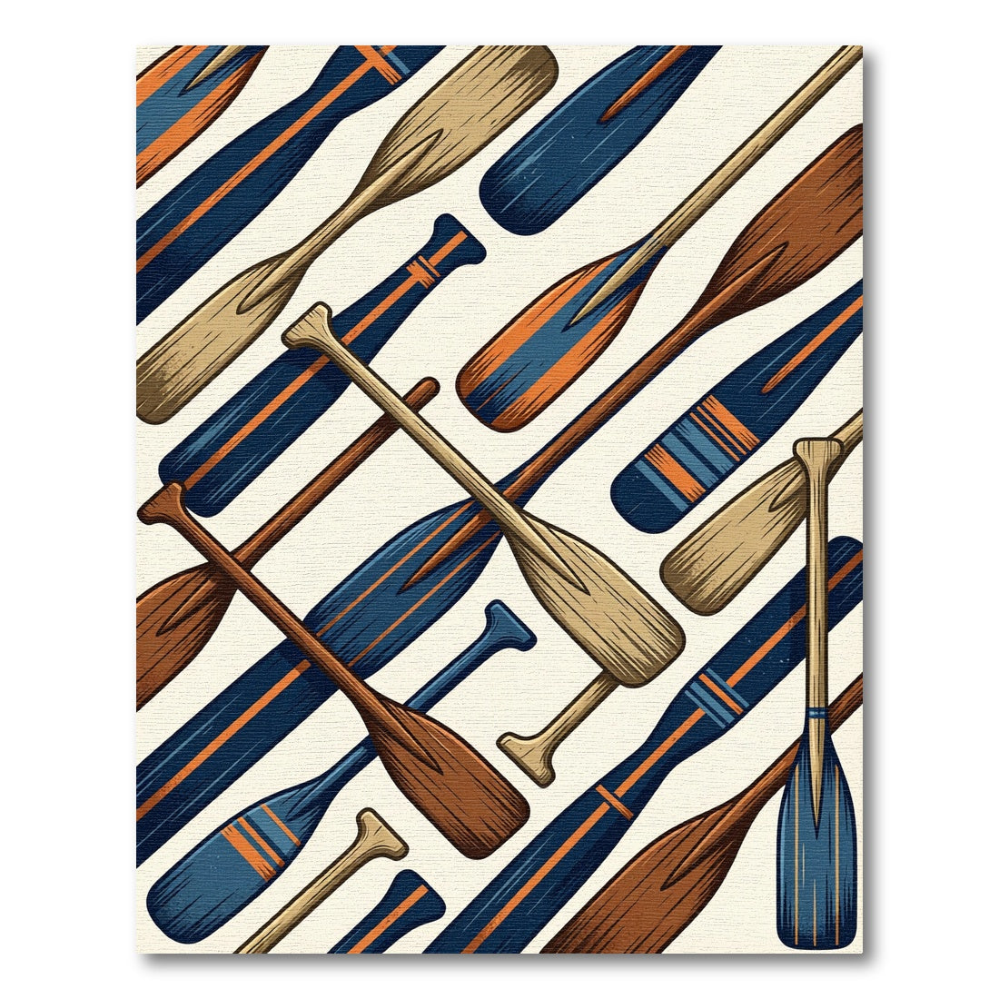 Nautical Navy and Ochre Paddle Composition Rug