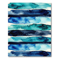 Abstract Watercolor Ocean Blue Striped Rug