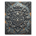 Silver Baroque Filigree Slate Damask Rug