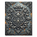 Silver Baroque Filigree Slate Damask Rug