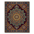 Rich Crimson Geometric Star Medallion Rug