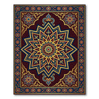 Rich Crimson Geometric Star Medallion Rug