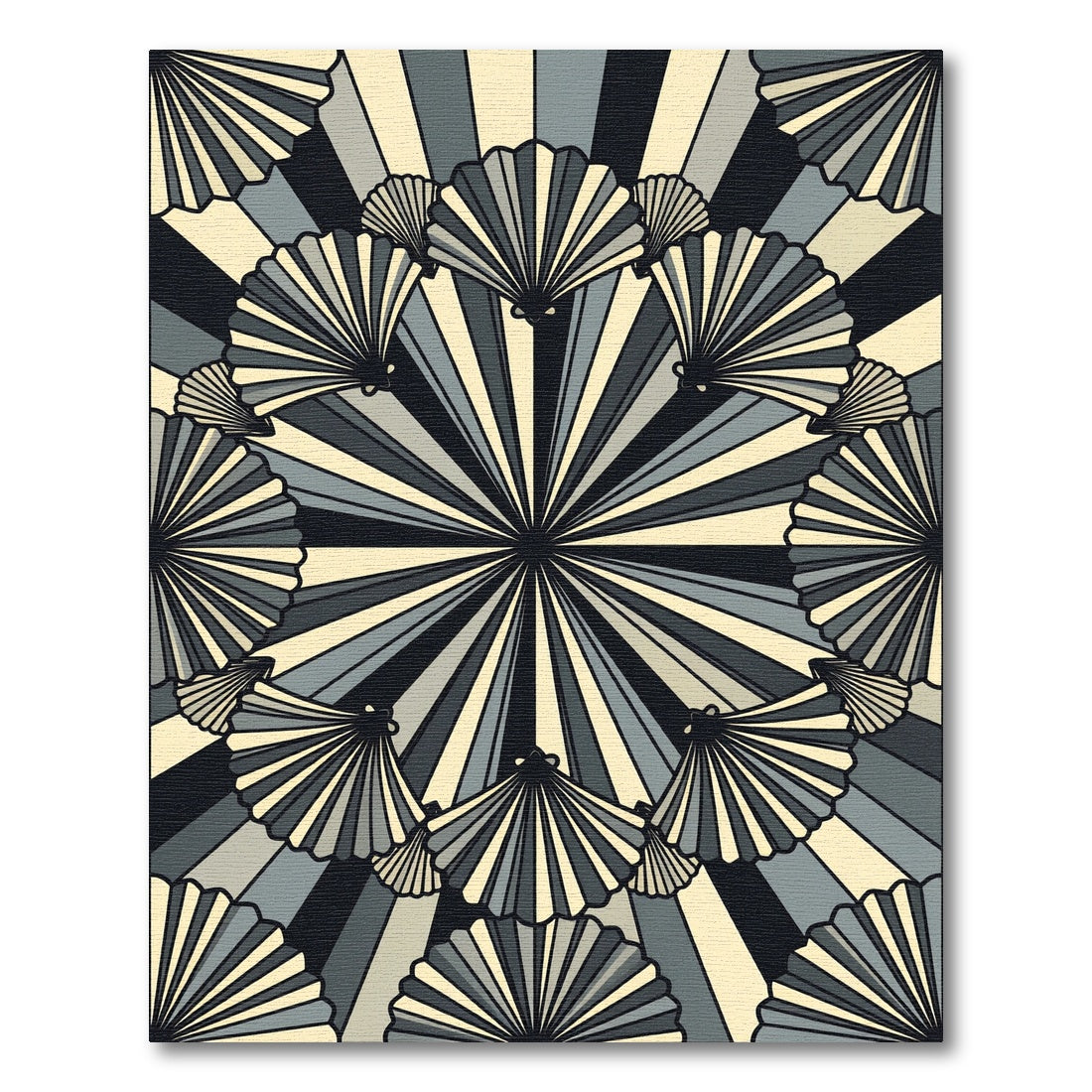 Art Deco Fan Shell Monochrome Radiance Rug