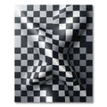 Modern Distorted Black White Checkered Rug