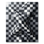 Modern Distorted Black White Checkered Rug