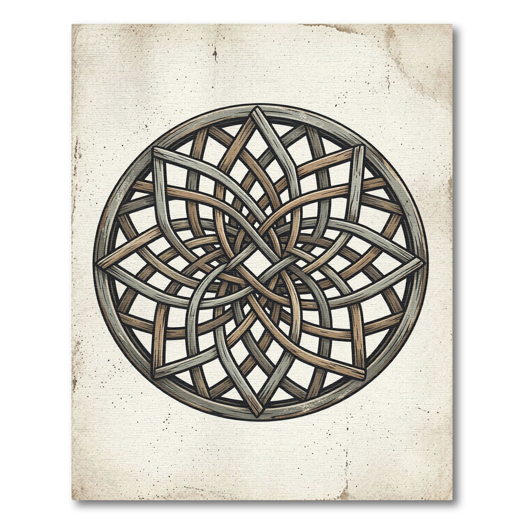 Rustic Interlocking Wood Medallion Rug