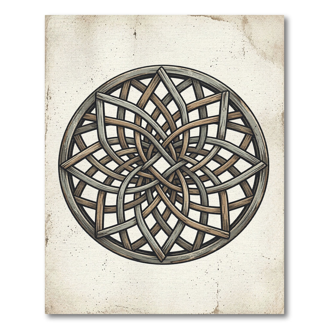Rustic Interlocking Wood Medallion Rug