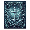 Blue Nautical Anchor Marine Rope Rug