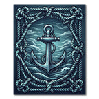 Blue Nautical Anchor Marine Rope Rug