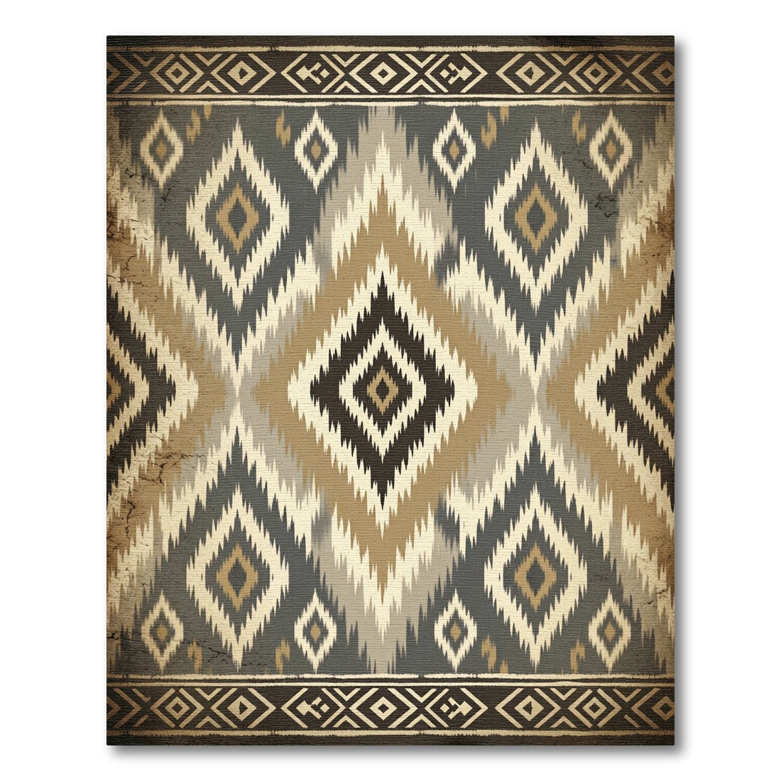 Tribal Diamond Earth Tone Rug