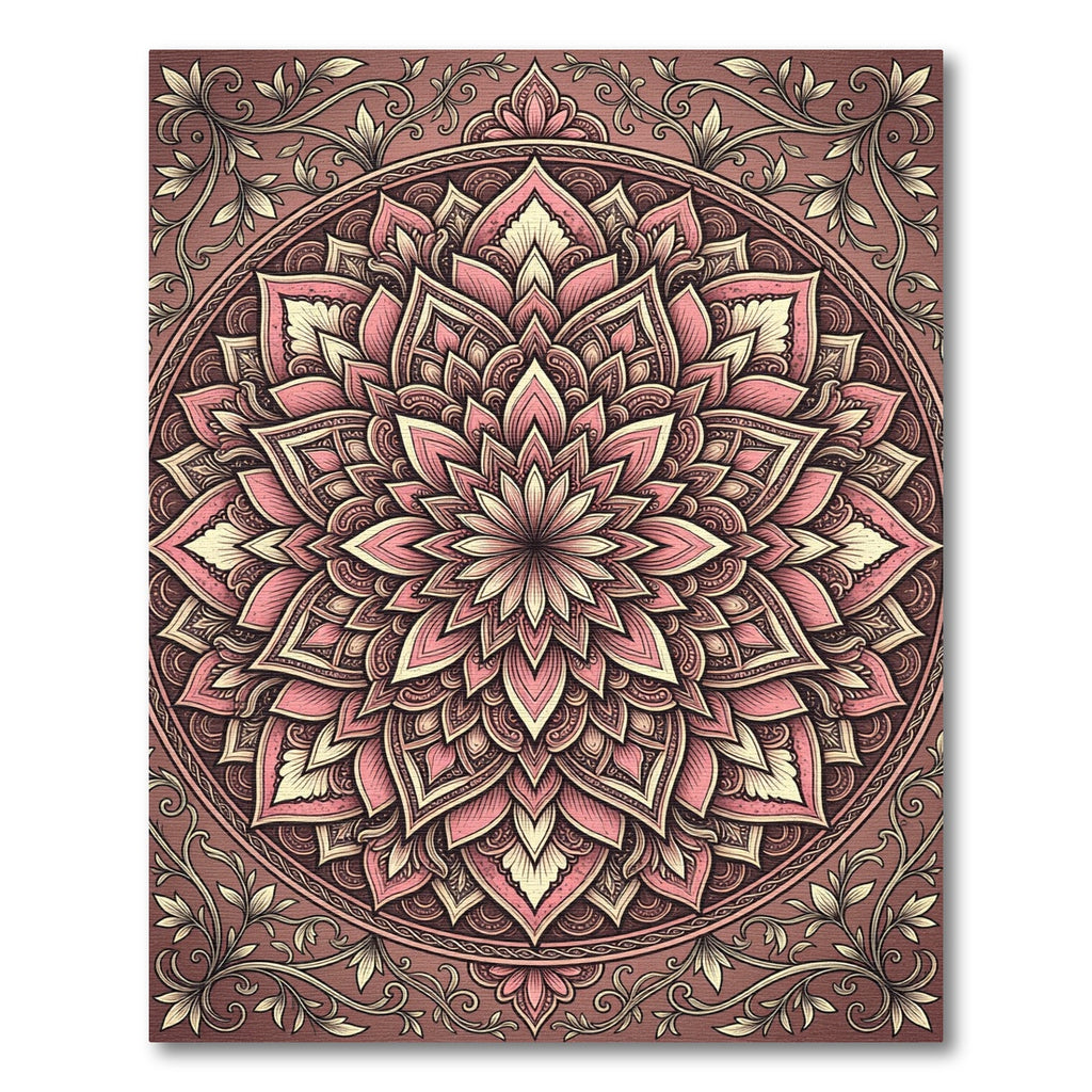 Blush Pink Ornamental Floral Mandala Rug