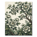 Elegant White Peony Botanical Garden Rug