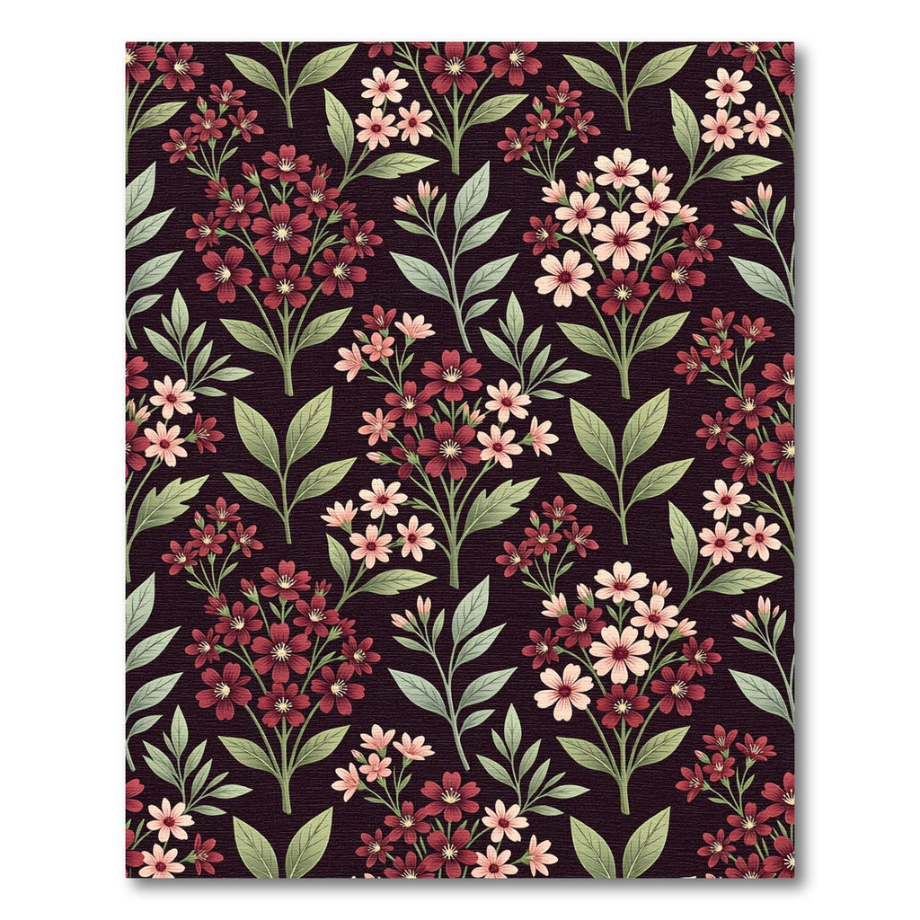 Vintage Burgundy Floral Branches Rug