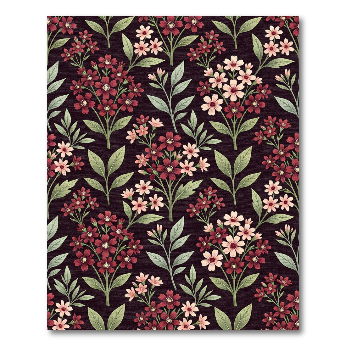 Vintage Burgundy Floral Branches Rug
