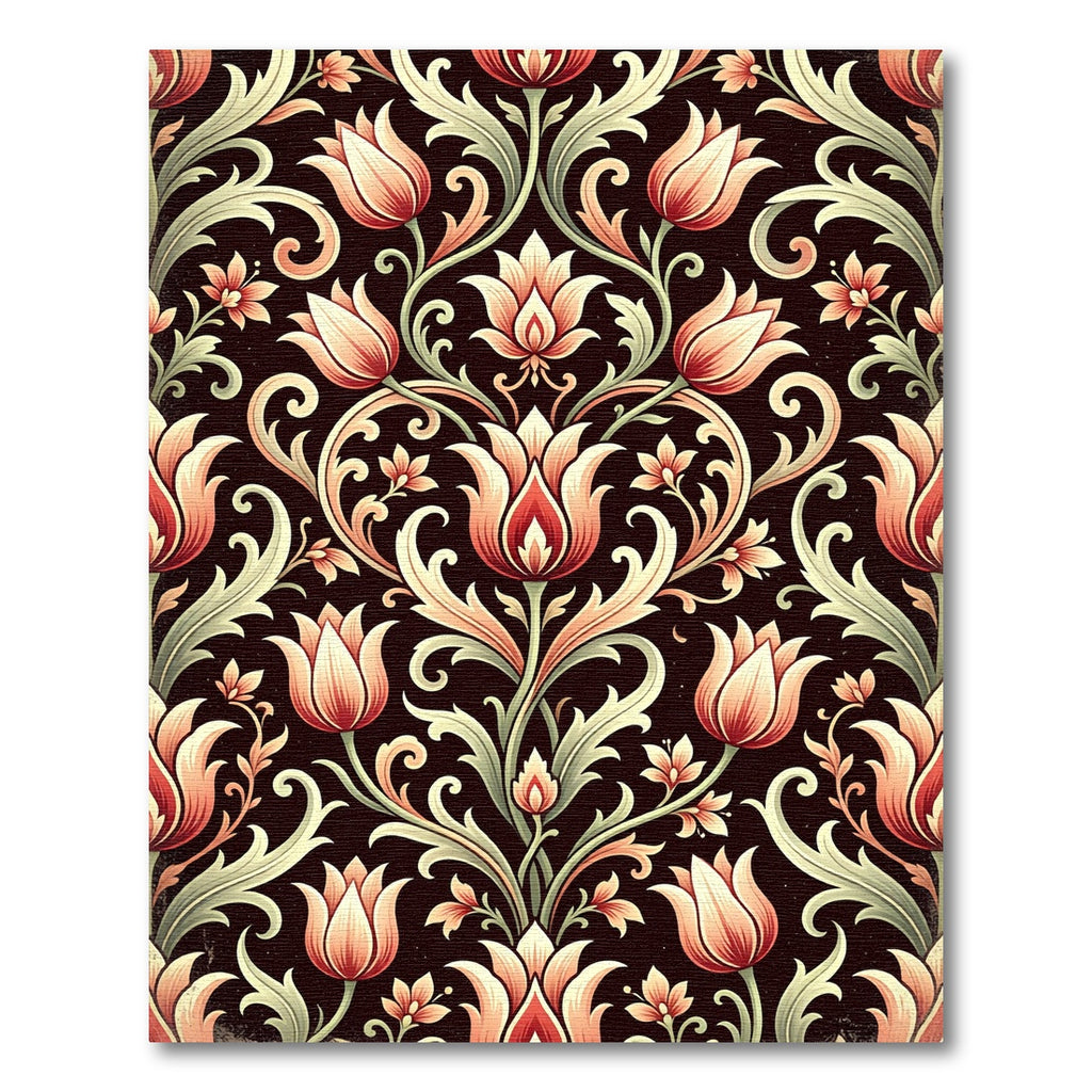 Ornate Floral Vine Scrollwork Rug