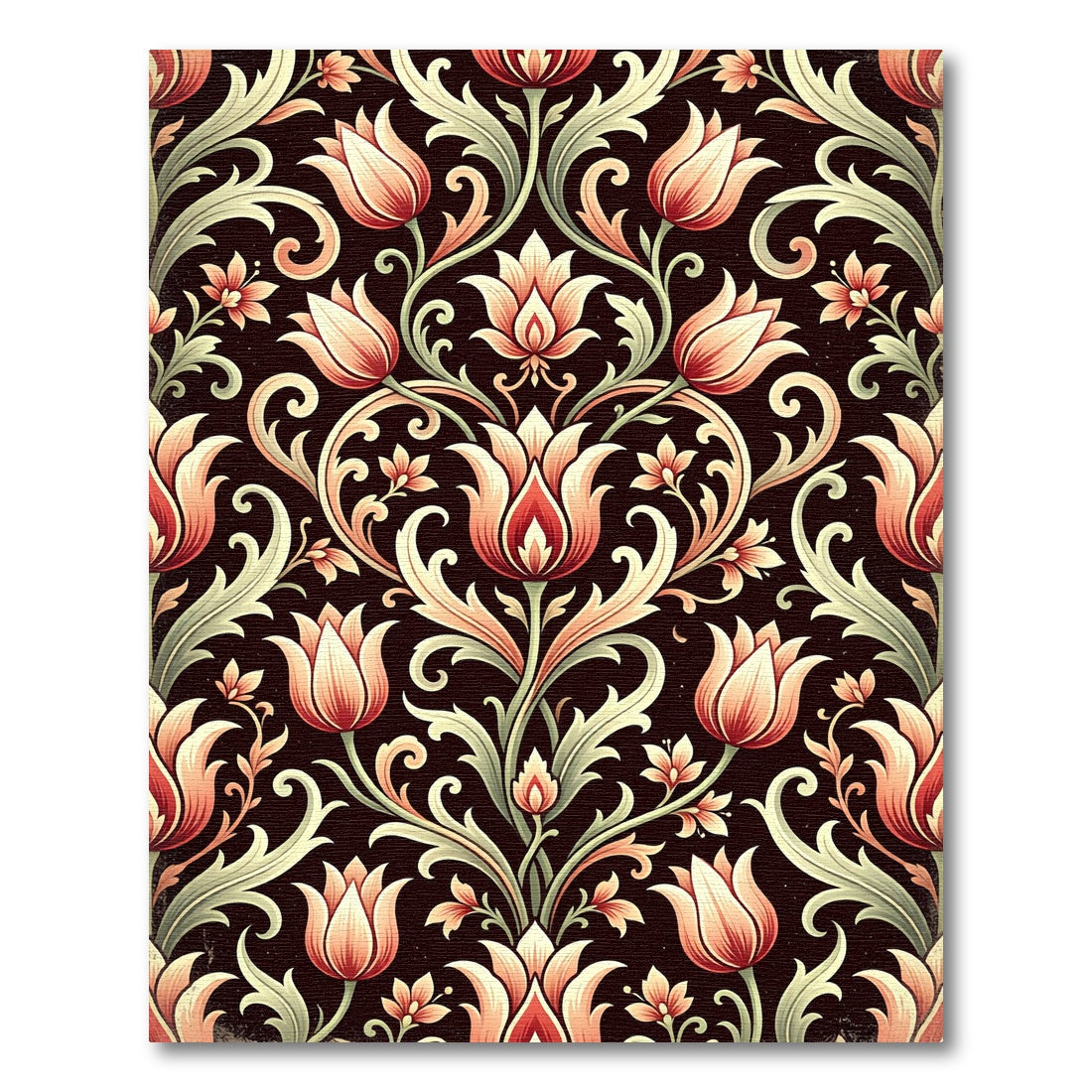 Ornate Floral Vine Scrollwork Rug
