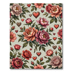 Romantic Rose and Heart Garland Rug