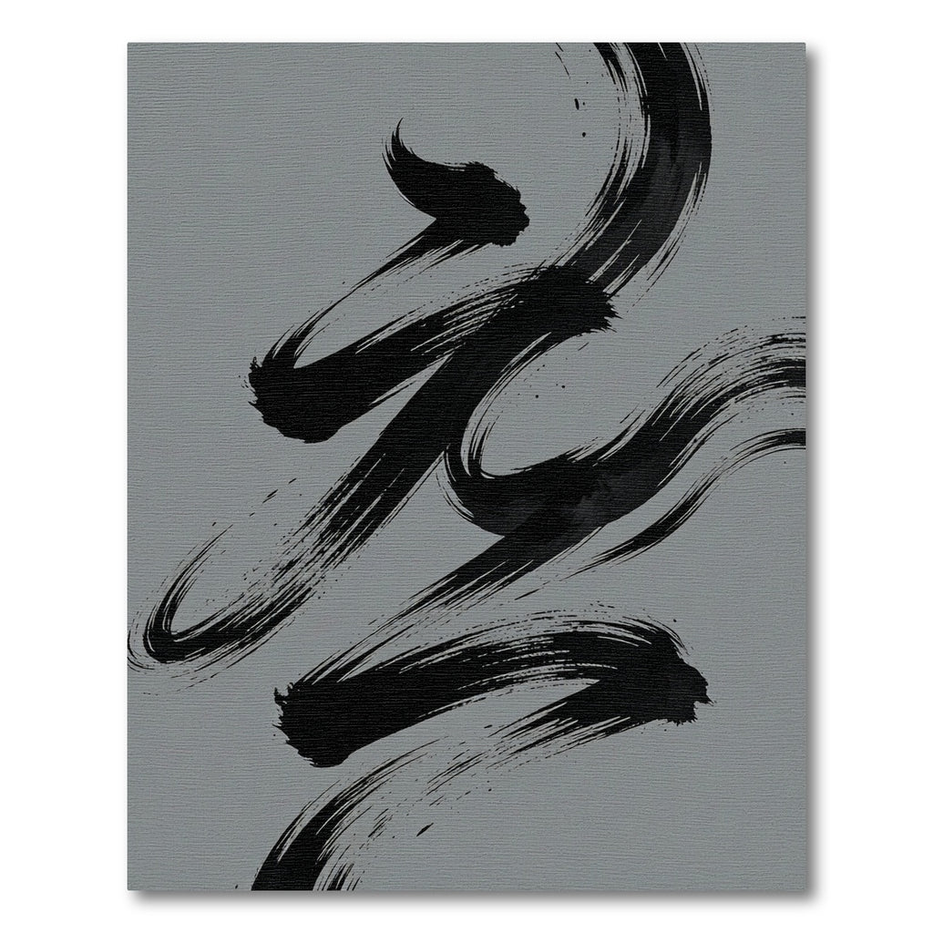 Minimalist Black Ink Zen Brushwork Rug