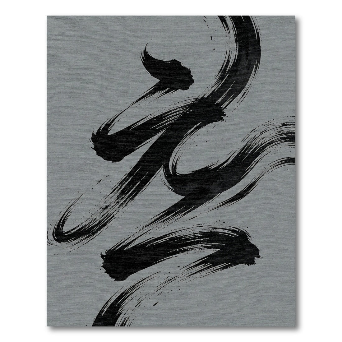 Minimalist Black Ink Zen Brushwork Rug