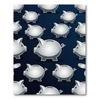 Minimalist Silver Piggy Bank Grid Rug