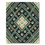 Sage Green Chain Link Paw Geometric Rug
