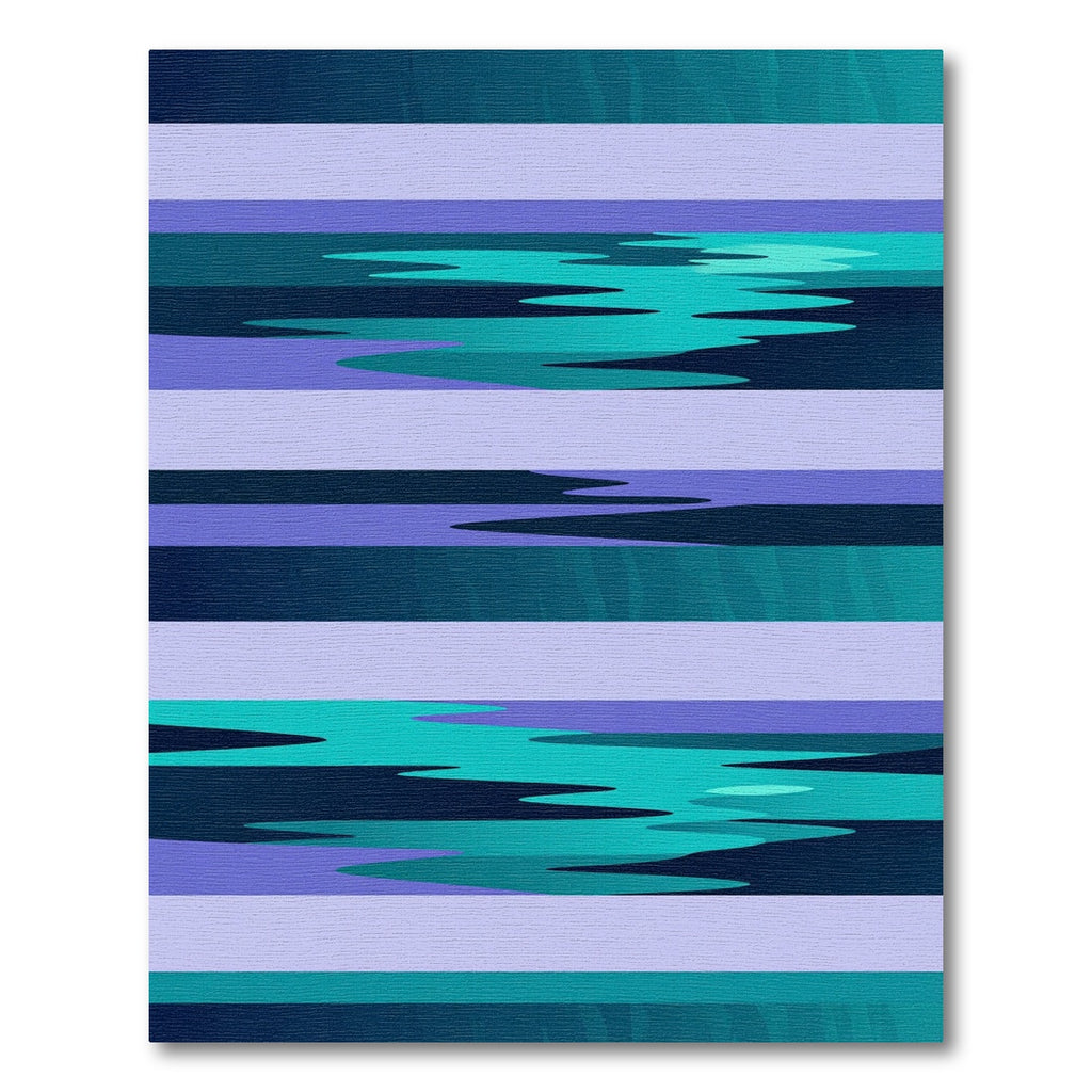 Modern Teal Blue Gradient Linear Art Rug