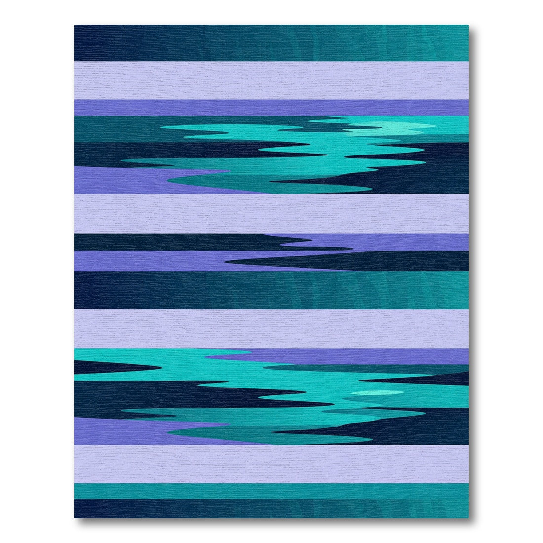 Modern Teal Blue Gradient Linear Art Rug