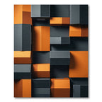 Modern Orange Gray Geometric Interlocking Blocks Rug