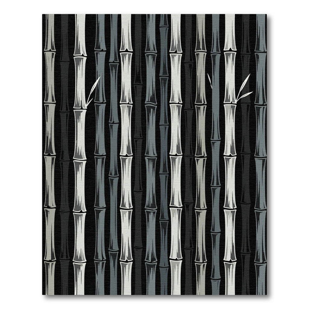 Monochrome Bamboo Forest Vertical Stems Rug