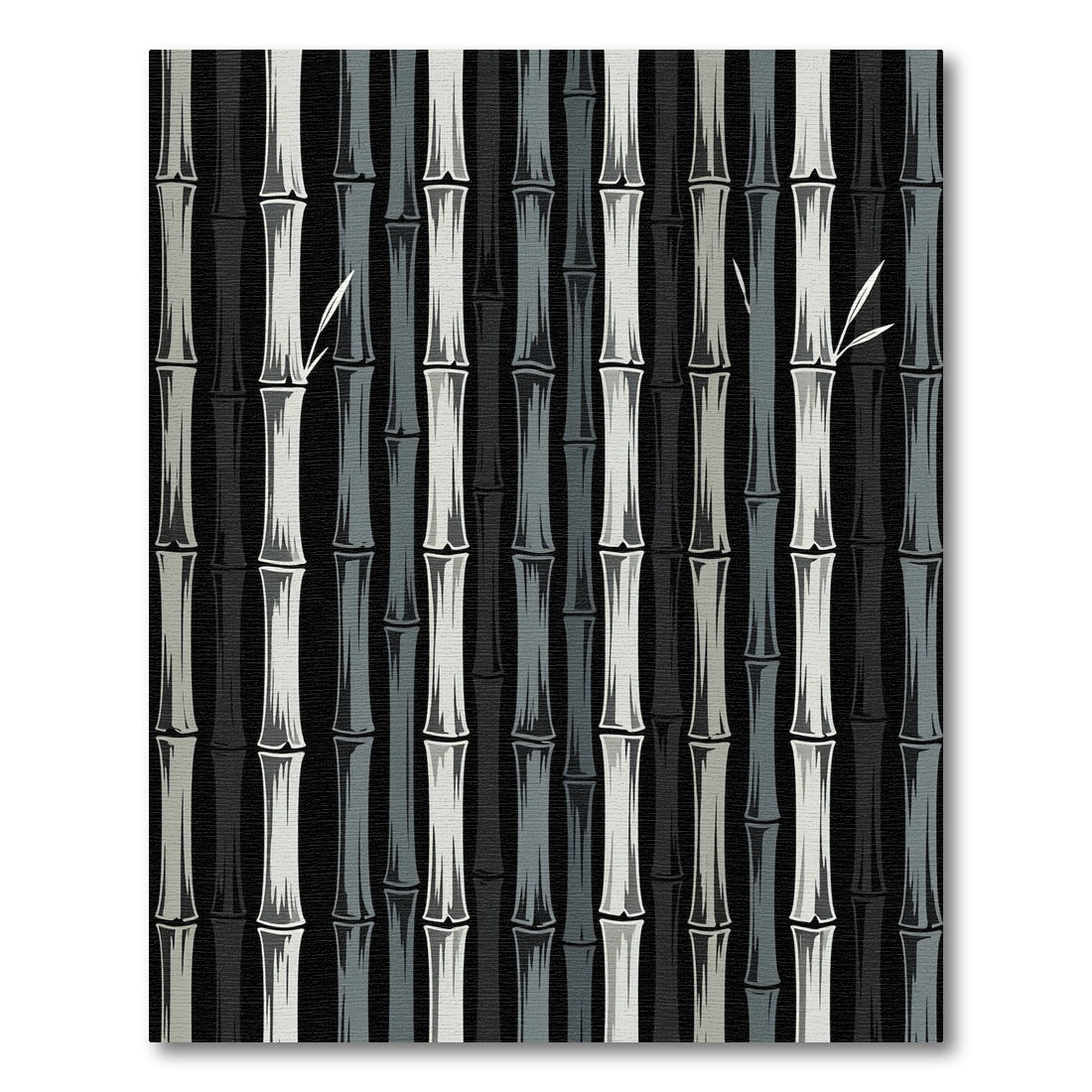 Monochrome Bamboo Forest Vertical Stems Rug