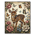 Whimsical Fawn and Butterfly Garden Rug