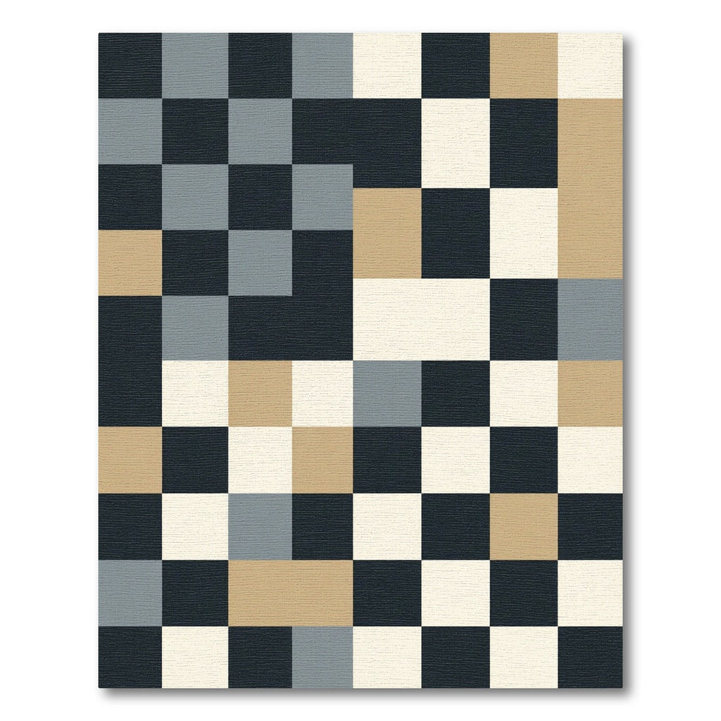 Chic Beige Black Gray Checkerboard Rug
