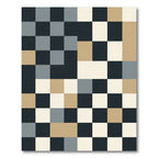 Chic Beige Black Gray Checkerboard Rug