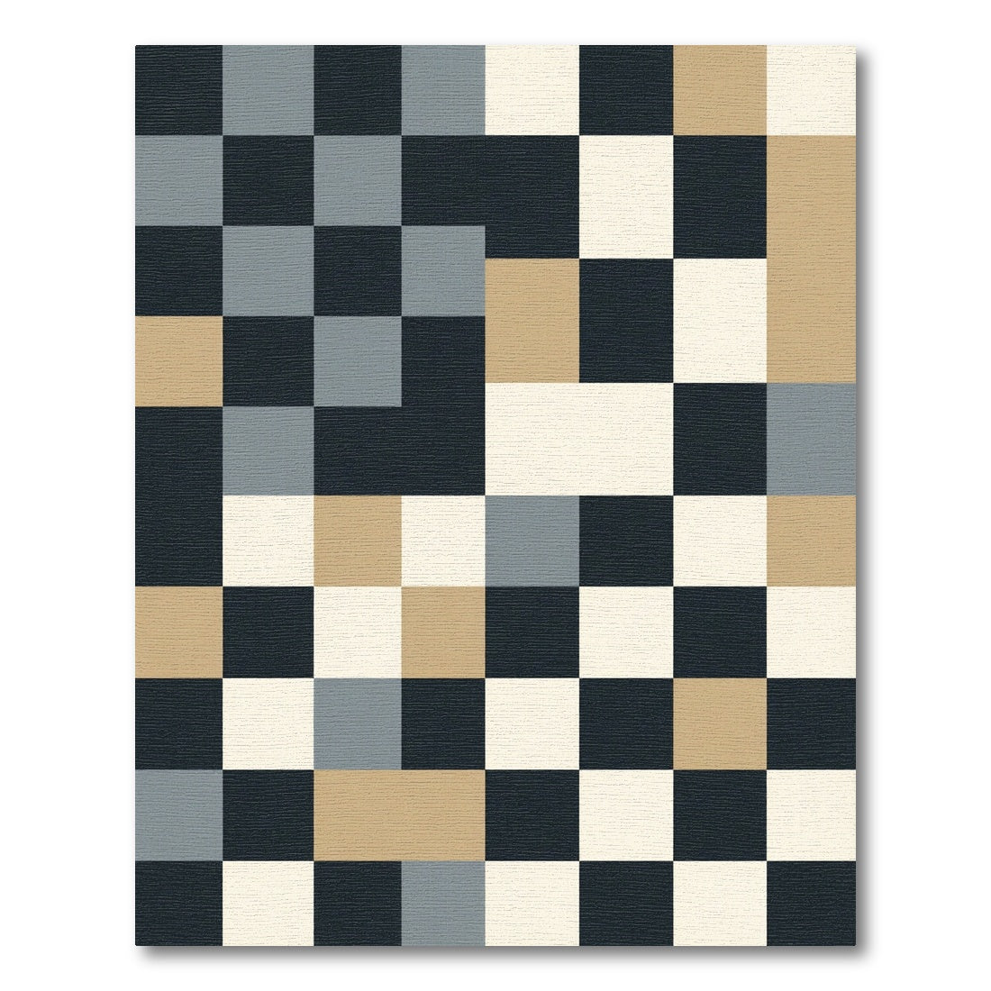 Chic Beige Black Gray Checkerboard Rug