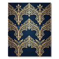 Gilded Gothic Arch Navy Floral Scroll Rug