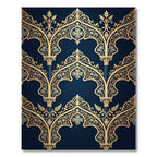Gilded Gothic Arch Navy Floral Scroll Rug