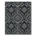 Elegant Charcoal Floral Koi Damask Rug