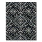 Elegant Charcoal Floral Koi Damask Rug
